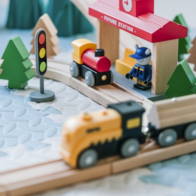 Wooden toys flatlay