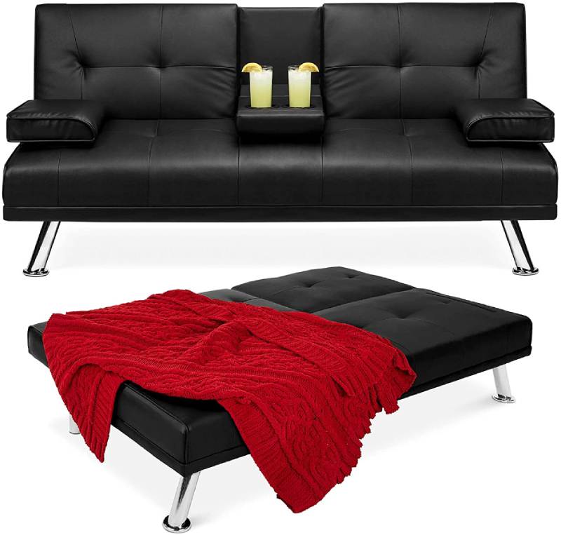Best Choice Faux Leather Folding Futon Sofa Bed