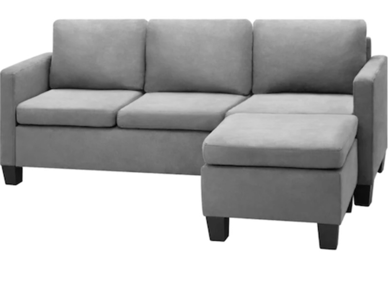 Wade Logan Wide Microfiber/Microsuede Reversible Sofa & Chaise with Ottoman