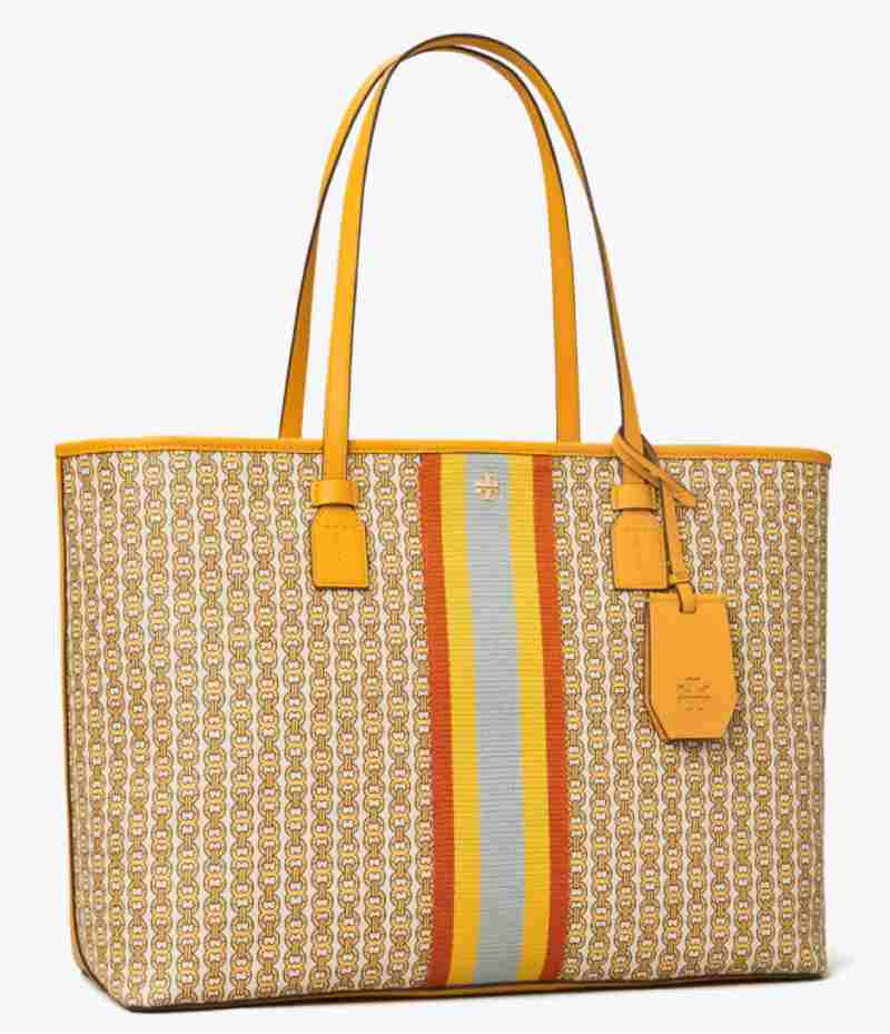 Tory Burch Gemini Link Canvas Top-Zip Tote Bag 